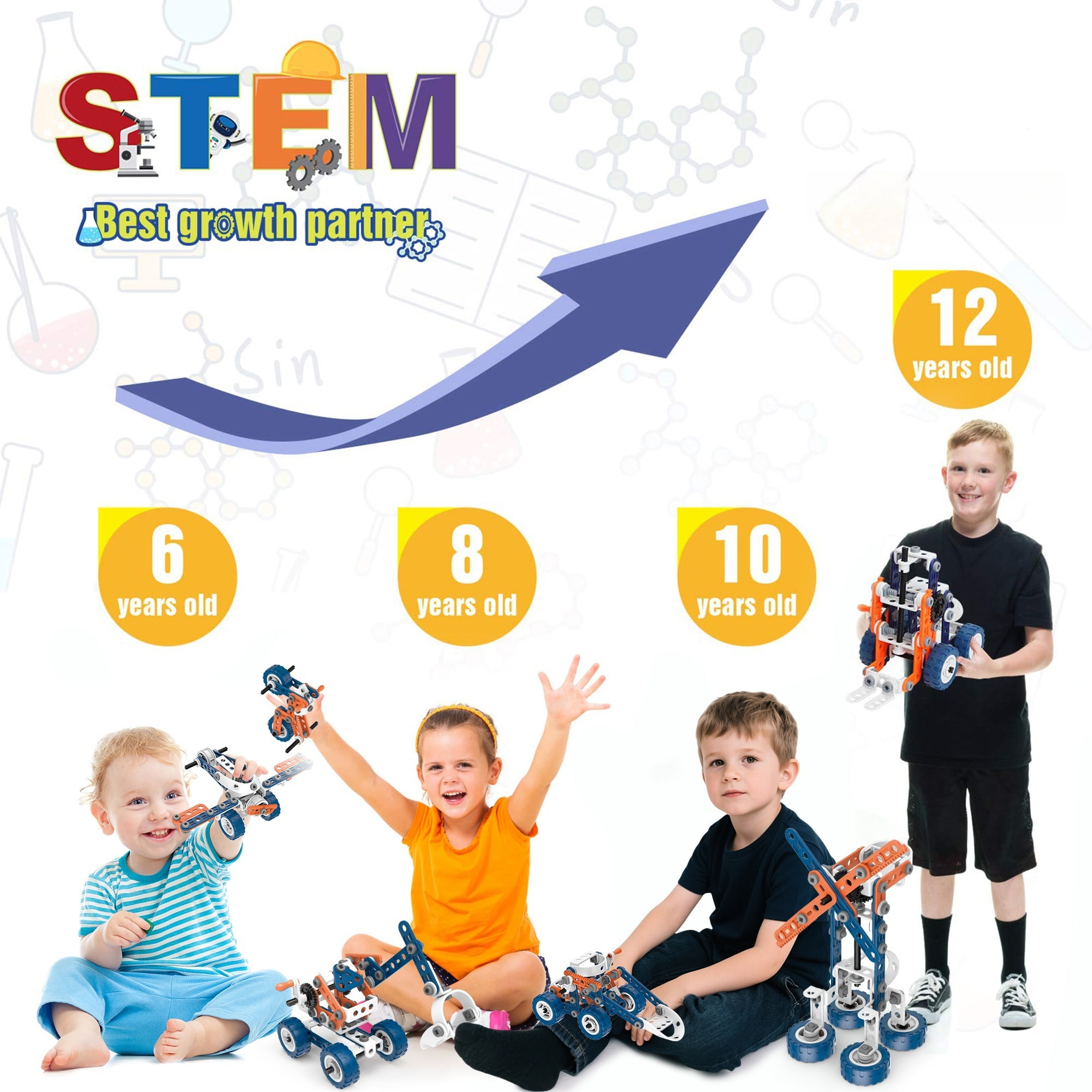 JUGAAD LIFE 12-in-1 STEM Building Toys Blocks Set for Boys 8 11, DIY Electric Construction Toys, Engineering Learning Toys, Educational Creative Game Gift for Kids Toddler Girls Age 4 5 6 7 8+
