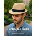 thumbnail image 5 of Zylioo Small Size Straw Fedora Hat Packable Short Brim Roll Up Trilby Hat Petite Heads Summer Beach Sun Hat UPF 50+, 5 of 7