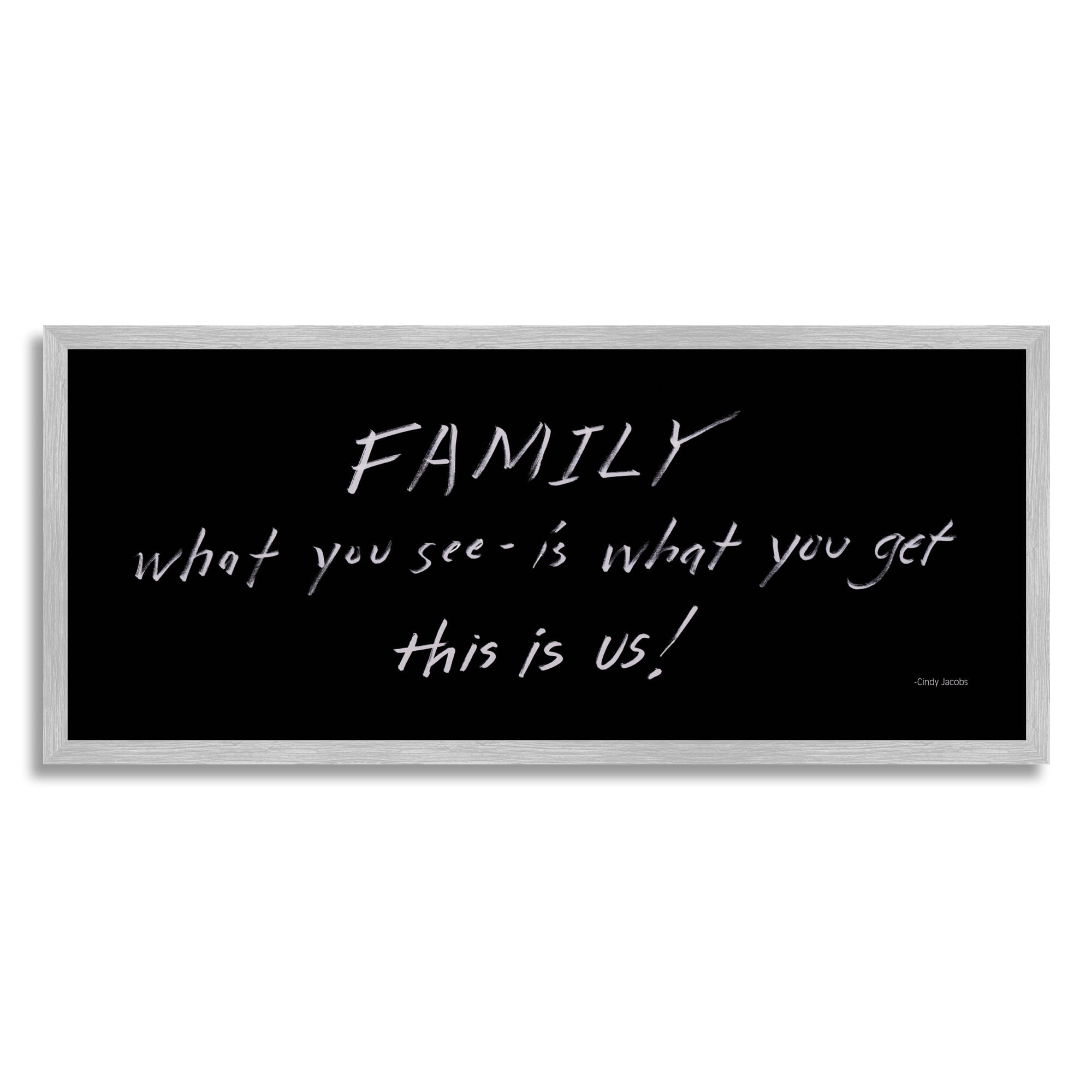 Stupell Industries Family This Is Us Chalkboard Writing Style Phrase Graphic Art Gray Framed Art Print Wall Art, Design by Cindy Jacobs