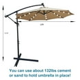 thumbnail image 6 of Sun Shade Umbrella with Wind Vent, 10 ft Waterproof Umbrella with Crank and Cross Base, 8 Ribs Outdoor Patio Umbrella with Solar Powered LED, Suitable for Garden, Backyard, Swimming Pool, Tan, 6 of 7