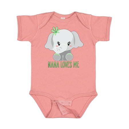 

Inktastic Nana Loves Me- Cute Elephant Gift Baby Boy or Baby Girl Bodysuit
