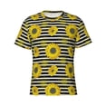 thumbnail image 4 of Qekee Sunflowers On Black And White Stripes Classic Fit T-Shirt Men's Shirt Men's Tight Short Sleeves for Exercise, Running, Mountaineering - Sunflowers On Black And White Stripes, 4 of 9