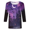 thumbnail image 5 of Yourumao Halloween Plus Size Tops for Women Spooky Season 3/4 Sleeve Top Crewneck Graphic Halloween Party Outfits, 5 of 5