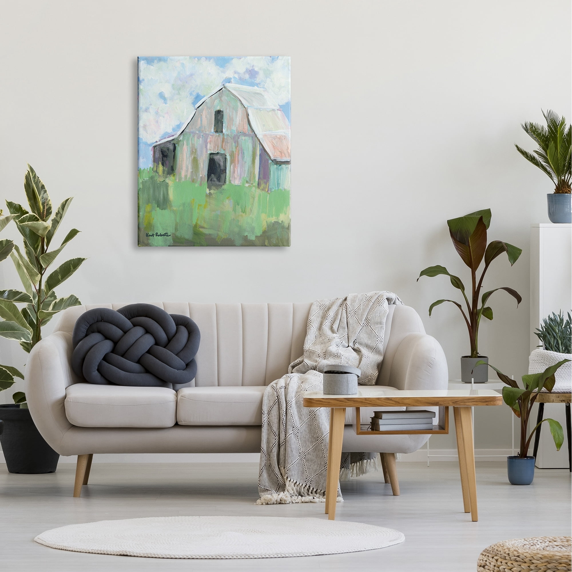 Stupell Industries Rural Barn Tall Grass Countryside Impressionistic Painting,30 x 40, Design by Kait Roberts