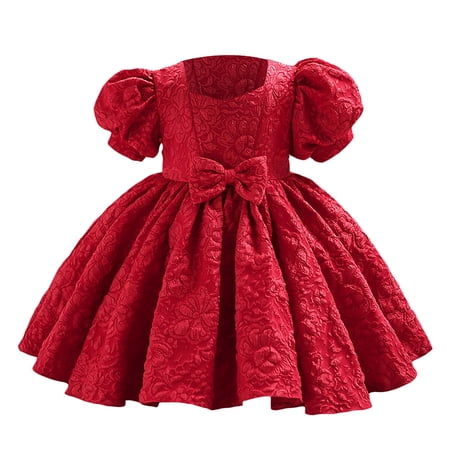 Landzoo Toddler Kids Girls Dress Graphic Print Short Sleeve Crew Neck Summer Loose Fit Girls Dresses Size 3-4 Years Red