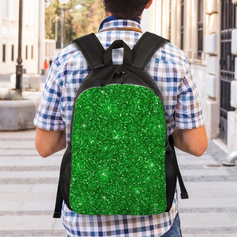 Haiem Green Glitter Backpack - Stylish and Durable 15-inch  display picture 3