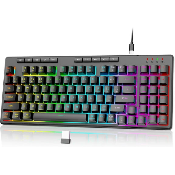 K517 Pro Wireless Gaming Keyboard, RGB Backlit, Tri-Mode BT/2.4GHz/USB-C, Mechanical Feel 94 Keys Computer Keyboard with 4 Macro Keys, Number Pad, 4000mAh Battery for Win/MAC