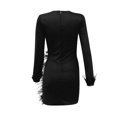 thumbnail image 4 of LLYwey s Flowy Cocktail Dresses for Women V-Neck Long Sleeve Color Mesh Stitch Feather Casual Mini Dress New Fall Dresses Black Xl, 4 of 9