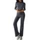 thumbnail image 2 of Conjuntos de 2 Piezas para Mujer, Larga, Cuello Redondo, Pantalones Acampanados de Cintura Alta, Conjuntos de Chándal, Ropa de Calle. Gris Oscuro L, 2 of 9