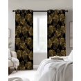 thumbnail image 3 of Yellow Black Leaves Blackout Curtains, Light Blocking Print Window Curtains, Vintage Abstract Art Botanical Thermal Insulated Window Drapes for Living Room Kitchen Cafe 2 Panels, 84"W x 63"L, 3 of 9