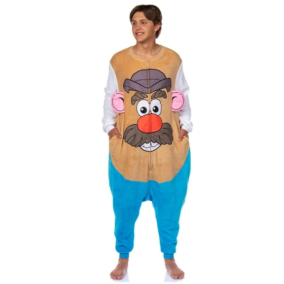 Mr. Potato Head Costume Pajama Union Suit Kigurumi Adult Fleece 1PC Footless Sleeper Loungewear For Men Women