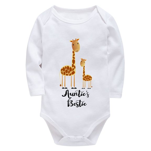 Auntie's Bestie Giraffe New Born Clothes Long Sleeve Bring Baby Home Outfit Newborn for Boys White Baby Onesie 0-3 Months Un