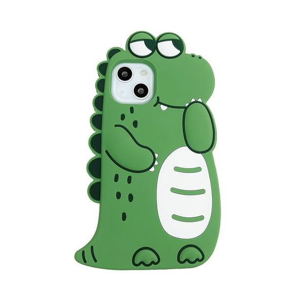 Funda para iPhone13 6.1 "Caricatura de Silicona Linda 3D Divertida Coolcartoon Funda de Silicona para teléfono de cocodrilo Verde, niños niñas Adolescentes Carcasa de Personaje Animal a Prueba de Golpes Fundas Divertidas y Chic para iPhone13 ER