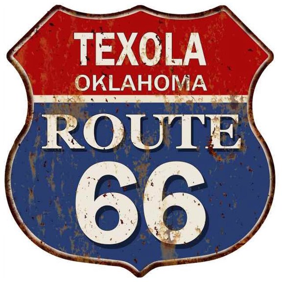 TEXOLA, OKLAHOMA Route 66 Shield Metal Sign Man Cave Garage 211110013221