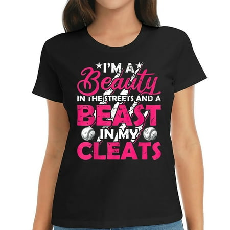 Beauty Beast in My Cleats Softball Player T-Shirt