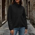 thumbnail image 6 of Hzzrkos Women Casual Loose Solid Color Long Sleeve Mock Neck Zip Up Fleece Jacket Raglan Sleeve Zipper Pocket Warm Outerwear Coat Winter Sweatshirt Jacket Black XXL, 6 of 8