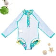 thumbnail image 6 of CAIXIA Girls One Piece Swimsuits Half-Zip Rash Guard Long Sleeve Bathing Suit, 6 of 8