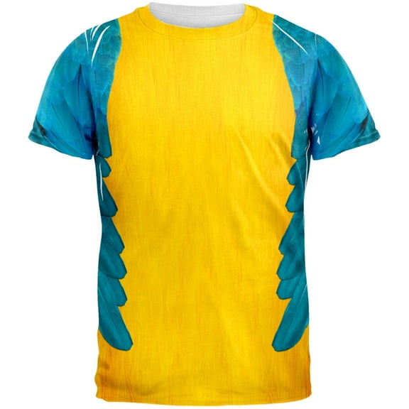 Halloween Blue & Yellow Parrot Macaw Costume All Over Adult T-Shirt - Medium