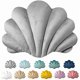 thumbnail image 1 of wonima44 Ashler 3D Throw Pillows Shell Shaped Accent Throw Pillow, Soft Velvet Insert Included Cushion for Couch Bed Living Room, Pack of 1, Light Grey, 14 X 11 inches, 1 of 1
