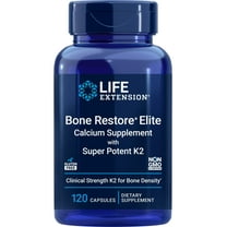 Life Extension Bone Restore Elite Calcium Supplement with Super Potent K2, calcium, vitamin D3, magnesium, boron, zinc, vitamin K2, for bone health, gluten-free, non-GMO, 120 capsules