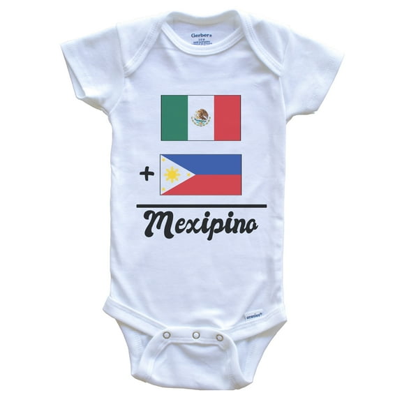 Mexico Plus Philippines Equals Mexipino Cute Mexican Filipino Flags Baby Bodysuit, 0-3 months white