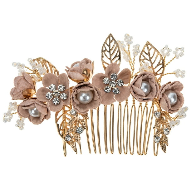 KAKOWELY Peineta de flores para el cabello, elegante peineta lateral para novia, peineta para el cabello de boda, tocado
