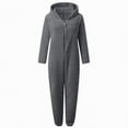 thumbnail image 4 of Godom Onesie Kids Girls Fleece Fuzzy Warm Sherpa Bed Jumpsuit Kids Cute Plain Zipper Long Sleeve Soft Hooded Romper Winter,Dark Gray, 4 of 4