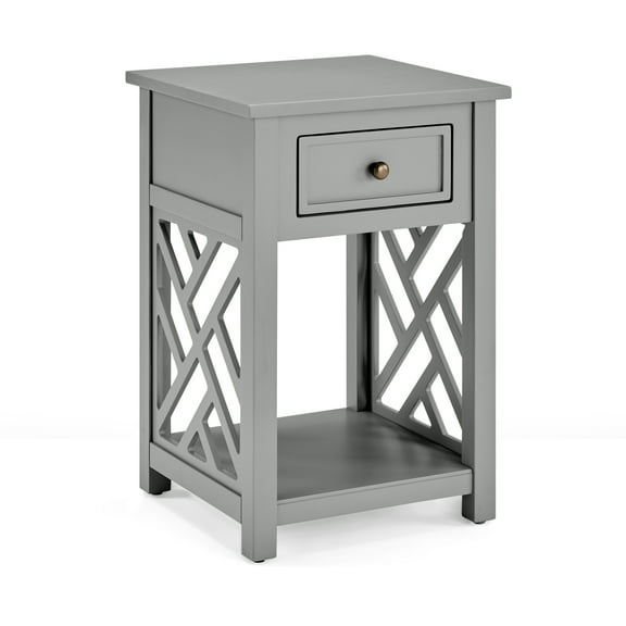 Alaterre Furniture Coventry Indoor Modern Storage Wood Square End Table, Gray