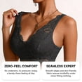 thumbnail image 3 of Alun Women's Elegant Lace Deep V-Neck Curvy Racerback Bras Lightweight Breathable No Underwire Bralette Light Support Full Coverage Daily Wear Bra Black XXL, 3 of 5