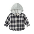 thumbnail image 1 of Gibobby Blusas Manga Larga Niños Niños pequeños de manga larga con capucha para invierno y otoño, camisa, Tops, abrigo, prendas de vestir para bebés, ropa a cuadros, y negro(Gris, 2-3 Años), 1 of 5