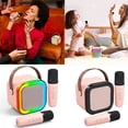 thumbnail image 2 of Portable Karaoke Machine Set with Microphones and LED Lights for Family Entertainment, 2 of 9