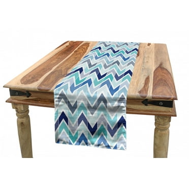 Modern Table Runner, Seamless in Doodle Style Dots and ZigZag Pattern with Asymetrical Lines Image, Dining Room Kitchen Rectangular Runner, 3 Sizes, by Ambesonne