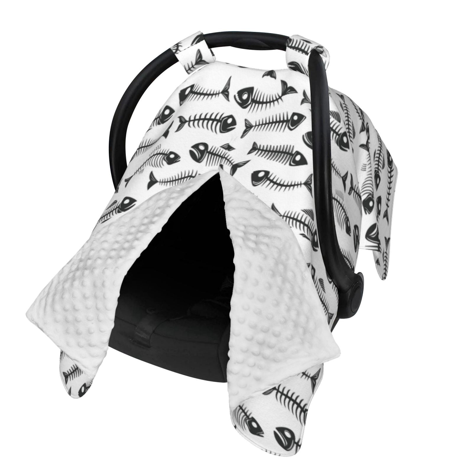 Naloa Fish Bones Baby Car Seat Cover, Breathable Baby Carrier Cover, Multiuse Baby Carrier Cover & Nursing Breastfeeding Cover
