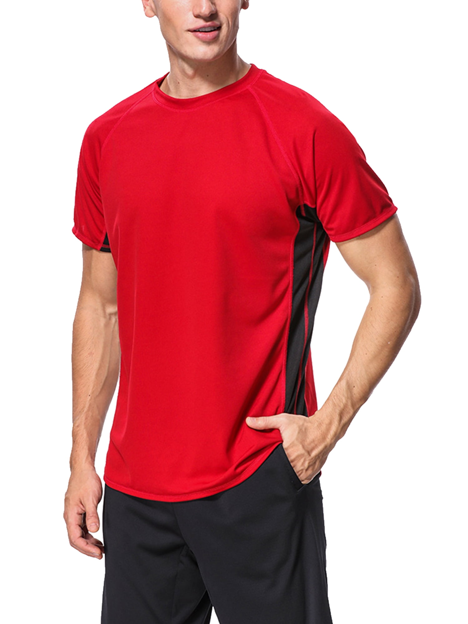Attraco Men Short Sleeve Rash Guard Swimwear UPF 50+ Running Swimming ...