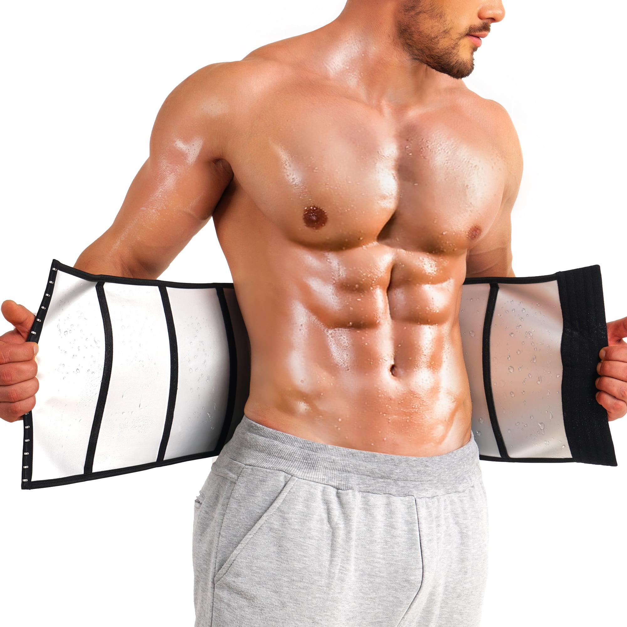 Men Gym Waist Trainer Cincher Sweat Belt Body Shaper Tummy Control Back Supports 