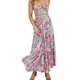 thumbnail image 4 of VISgogo Falda de verano para mujer Boho cintura elástica plisada A-Line Flowy Layered Long Beach Falda con bolsillos VISgogo moda, 4 of 6