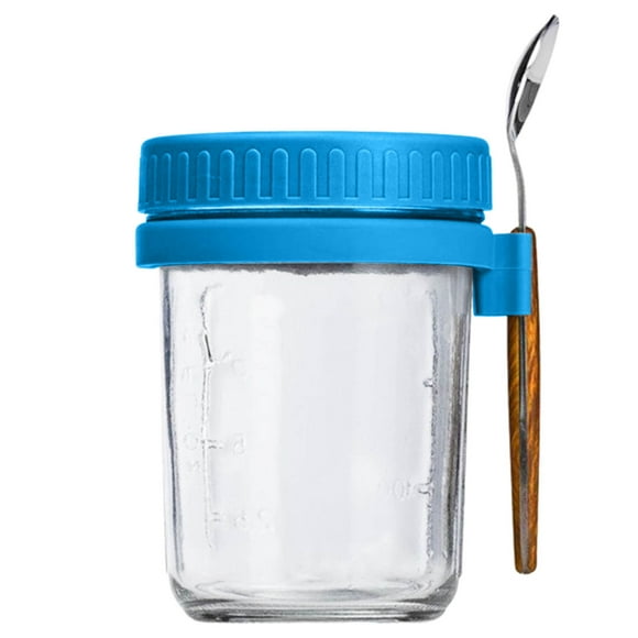 HAOMONZEN Overnight Oatmeal Jars with Spoon And Lids Airtight Oatmeal Containers with Measurement Marks Mason Jars with Lids for Oatmeal Containers On The Move Warehouse Clearance