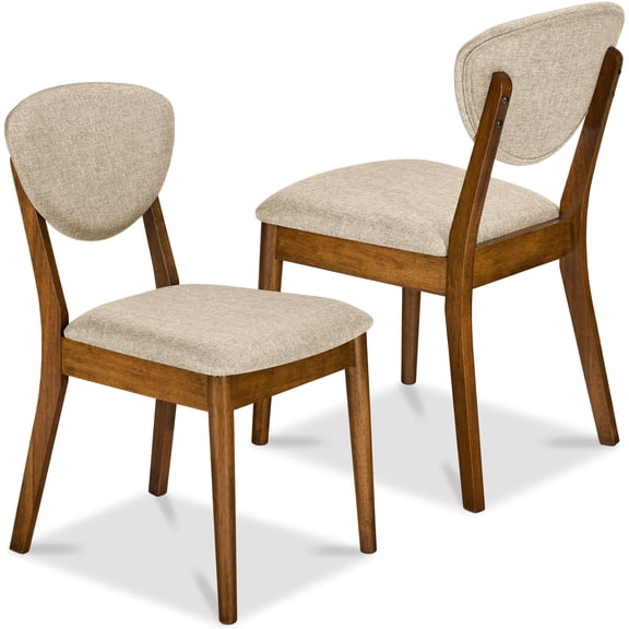 Best Choice Products Ensemble de Salle à Manger 2 Pcs de Style Mi-Siècle Moderne en Bois et Chaises Rembourrées - Noyer/avoine