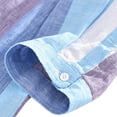 thumbnail image 4 of Men's Casual Button Shirt Short Sleeve Color Stripe Summer Linen Vintage Beach Vacation Shirt, 4 of 5