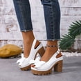 thumbnail image 2 of Dakaela Women's Slingback Chunky Heels Sandals Open Toe Leather Bow Platform Wedge Dress Walking Pumps Shoes for Prom Wedding Party White 9, 2 of 7