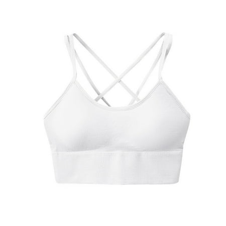 

Fashion New Arrivals POROPL Sports Bras Clearance for Girl Seamless Wirefree Yoga Bra With Removable Pads White Size 8