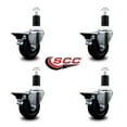 thumbnail image 2 of 3.5 Inch Soft Rubber Swivel 1-1/2 Inch Expanding Stem Caster Set with Brake SCC, 2 of 2