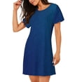 thumbnail image 2 of Susaid teal blue Pattern Sleep Shirts for Women Short Sleeve Night Shirts for Sleeping Pullover Nightgown Soft Nightdress, 2 of 6