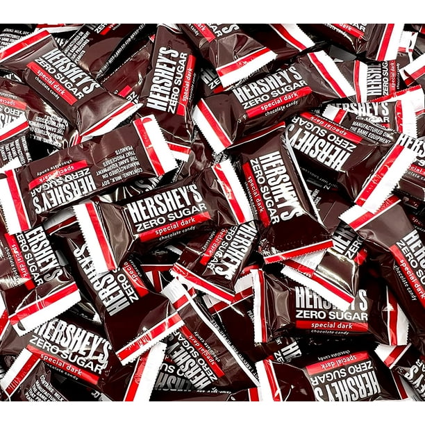 HERSHEY'S SPECIAL DARK Zero Sugar Chocolate Candy Snack Size Bars, Bulk