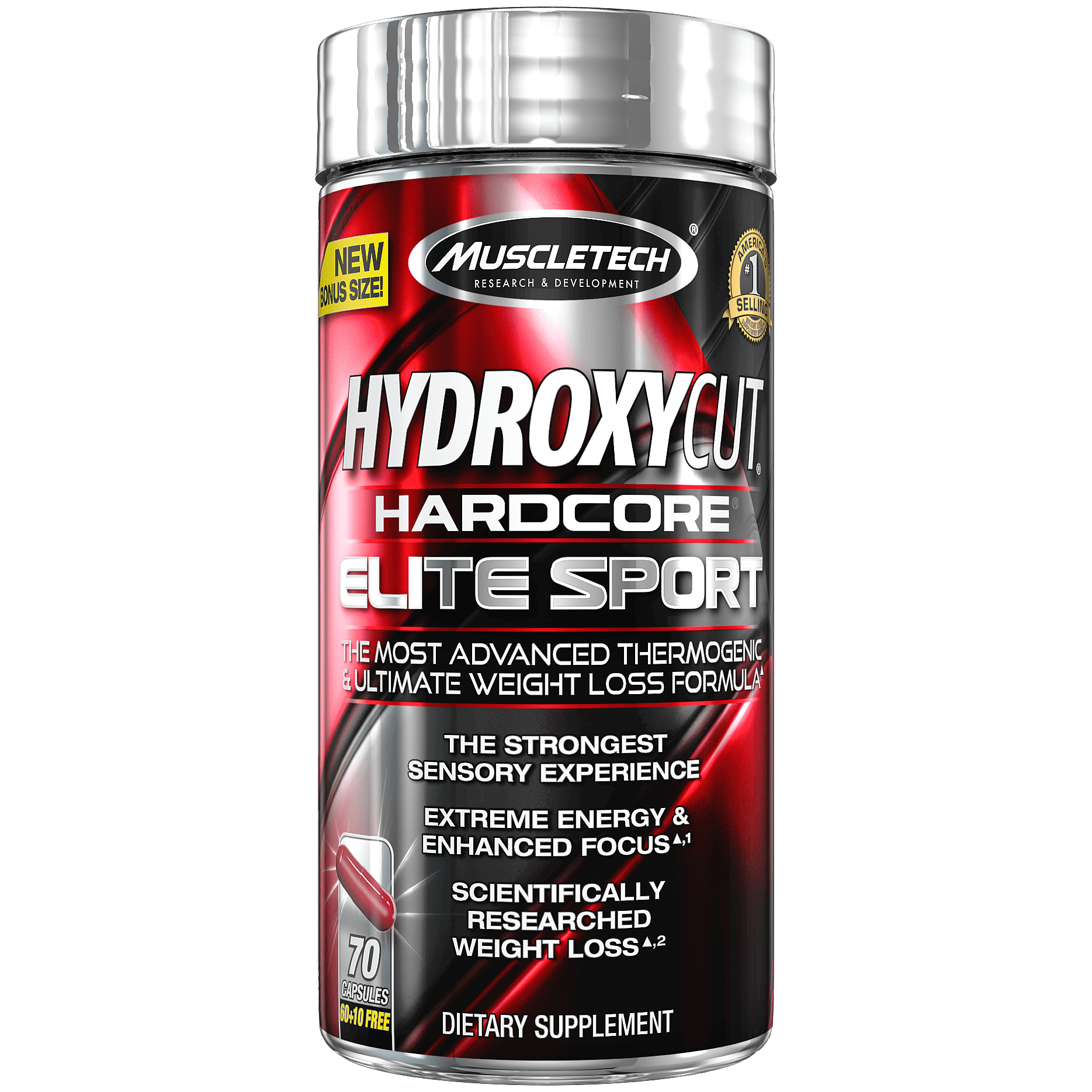 MuscleTech Hydroxycut Hardcore Elite Sport, Super Thermogenic, Weight Loss Supplement 70 Count