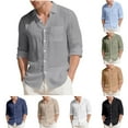 thumbnail image 2 of ZCFZJW Linen Shirts for Men Casual Fall Long Sleeve Button Down Holiday Vacation Tees Shirt Loose Lightweight Soft Cotton T-Shirts with Pocket White S, 2 of 9