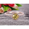 thumbnail image 1 of 6mm Round Cut Gemstone 1.50 Carat Champagne Diamond Moissanite Engagement Ring On 10k Rose Gold Wedding Ring Art Deco Personalized for Brides, 1 of 6