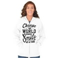 thumbnail image 4 of Change the World One Smile at a Time Womens Plus Size Graphic Zipper Hoodie Brisco Brands 2X, 4 of 5