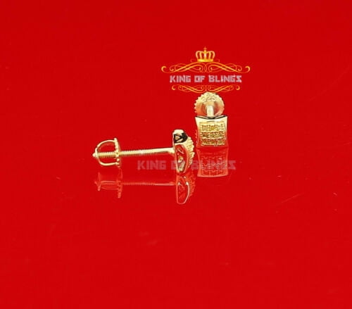 King of Bling's 0.05ct Diamond Stud Earrings For Women Yellow 925 Sterling Silver kite For Men