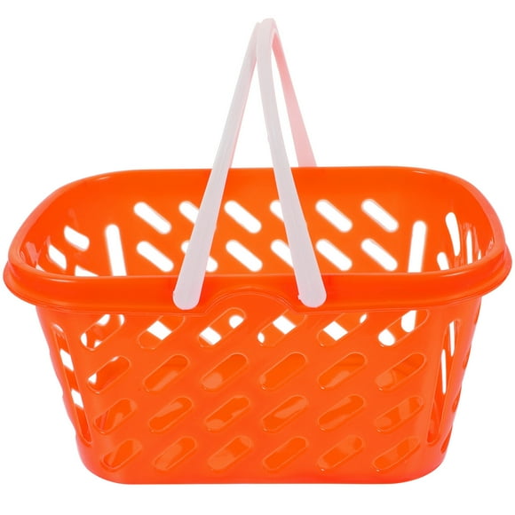 Milisten Shopping Basket Toy Portable Kids Plastic Grocery Basket with Handle for Children Kids Kitchen Pretend Play Toy(Random Color)